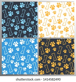 Pet Hand draw doodle background with cat or dog paws