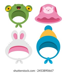 Pet hat vector cartoon set isolated on a white background.