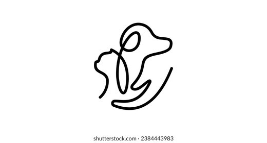 pet health logo design with a combination of dogs, cats and hands.