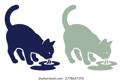 Pet health problem illustration, kitty throwing up graphic, animal sickness icon isolated.