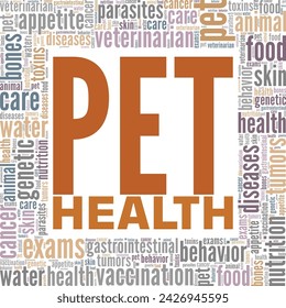 Pet Health word cloud conceptual design isolated on white background.