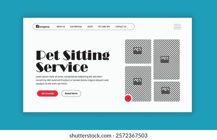 Pet healthcare, grooming, food shop, website landing page user interface design, and pet adopt website homepage hero section design template