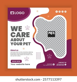 Pet Healthcare Service Social Media Post Design or Pet Business web or online Square Banner Template