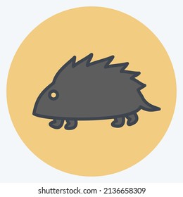 Pet Hedgehog Icon in trendy color mate style isolated on soft blue background