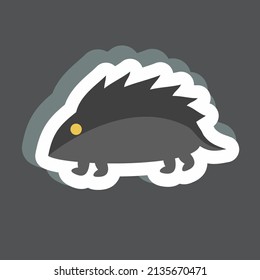 Pet Hedgehog Sticker in trendy isolated on black background
