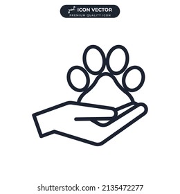 pet help. hand and paw print icon symbol template for graphic and web design collection logo vector illustration