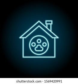 Pet home blue neon icon. Simple thin line, outline vector of petshop icons for ui and ux, website or mobile application