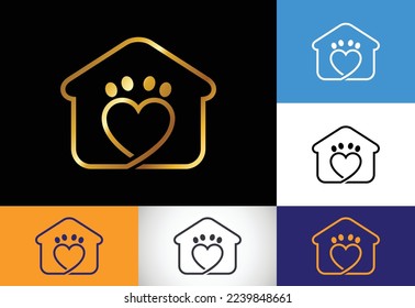 Pet home, Pet care home logo, home logo, Animal logo design vector icon illustration