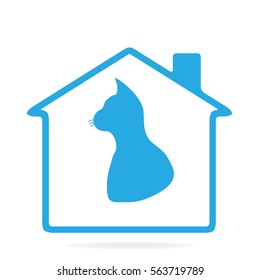 Pet home icon, cat house icon 