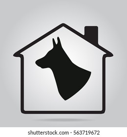 Pet home icon, dog house icon