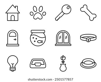 pet and home icon symbol vector template collection