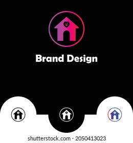 Pet home logo design template in a circle.
Pet love, or pet house logo.