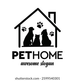 A pet home logo vector design. Black illustration art design.