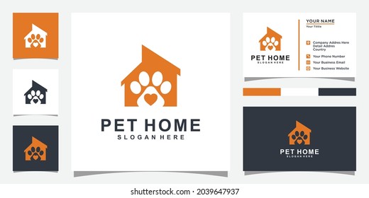 Pet Home Vector Logo Design Template With Business Card Design.