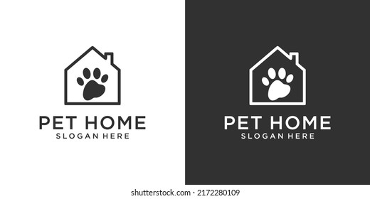 Pet Home vector logo design template on black and white background.