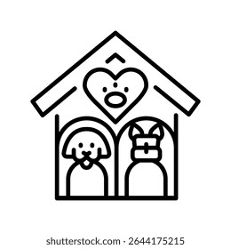 pet hotel black line icon for 
digital and print projects.  Minimal clean icons for apps and websites. Modern simple icons for UI UX and branding