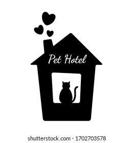 Pet hotel or pet club concept logo isolated on white background.