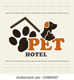 Pet hotel or pet club concept logo in beige and brown color art