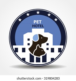 Pet hotel concept circle logo in blue color creative design for pet club art
