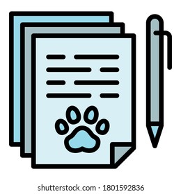 Pet hotel document icon. Outline pet hotel document vector icon for web design isolated on white background