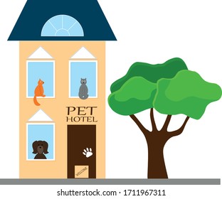 Pet hotel house vector illustration