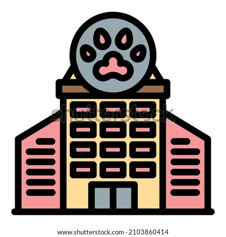 Pet hotel icon. Outline pet hotel vector icon color flat isolated