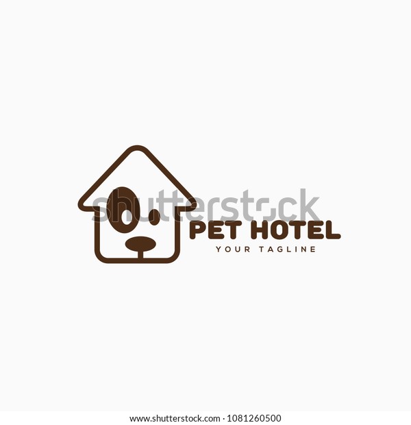 Pet Hotel Logo Design Template Linear Stock Vector (Royalty Free