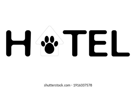 Pet hotel logo template. Vector illustration on white background