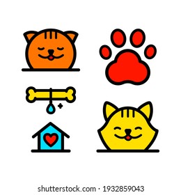 Pet hotel vector logo set minimal concept. Vector for pet shop, hotel or veterinary clinic in simple style.