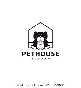 pet house cat and dog home vector logo design