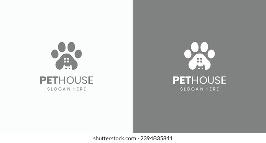 Pet House Katze Pfote Vektorgrafik-Logo-Design