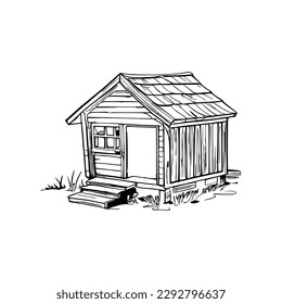 Pet house coloring book, Pet house coloring page, black and white drawing for coloring pages vector illustration.