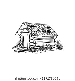 Pet house coloring book, Pet house coloring page, black and white drawing for coloring pages vector illustration.