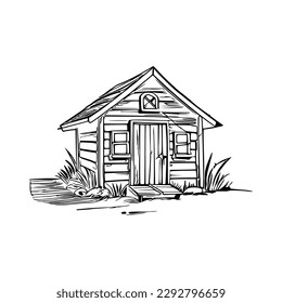 Pet house coloring book, Pet house coloring page, black and white drawing for coloring pages vector illustration.