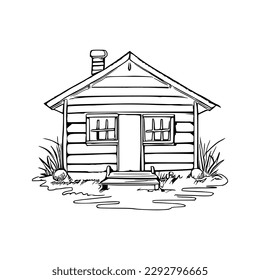 Pet house coloring book, Pet house coloring page, black and white drawing for coloring pages vector illustration.