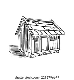 Pet house coloring book, Pet house coloring page, black and white drawing for coloring pages vector illustration.