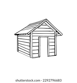 Pet house coloring book, Pet house coloring page, black and white drawing for coloring pages vector illustration.