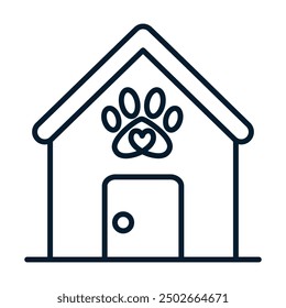 Pet house concept. Vector linear icon isolated on white background.