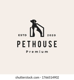 pet house dog cat hipster vintage logo vector icon illustration