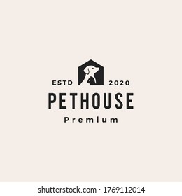 pet house dog cat hipster vintage logo vector icon illustration	