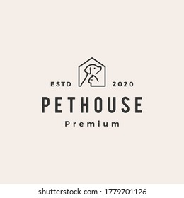 pet house dog cat hipster vintage logo vector icon illustration