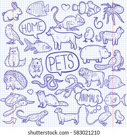 Pet House Friends Doodle Icon Vector Notebook art