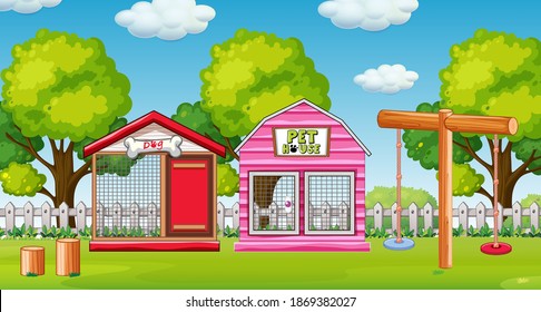 Pet house at front yard illustration