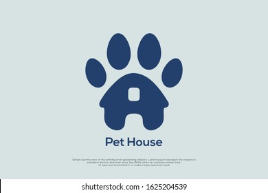 Pet House Hidden Logo concept Illustration and Silhouette