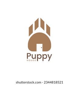 Pet house home logo vector icon. Dog home sole logo vector. Friendly animal house logo design