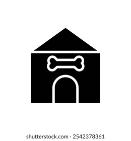 Icono de la casa del animal doméstico Vector de contorno blanco y negro