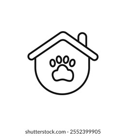 Pet house icon black and white vector outline sign