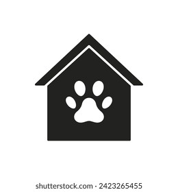 Icono de la mascota, símbolo vectorial de la casa del perro aislado en fondo blanco.