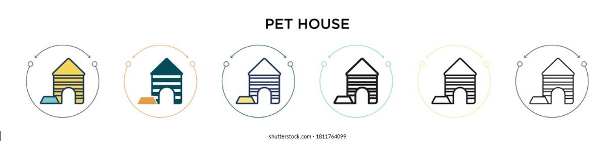 Icono de la mascota en estilo relleno, delgado, contorno y trazo. Ilustración vectorial de dos diseños de iconos vectoriales de mascotas de color y negro se pueden utilizar para móviles, ui, web
