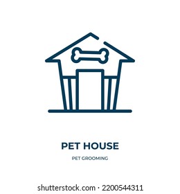 Pet house icon. Linear vector illustration from pet grooming collection. Outline pet house icon vector. Thin line symbol for use on web and mobile apps, logo, print media.